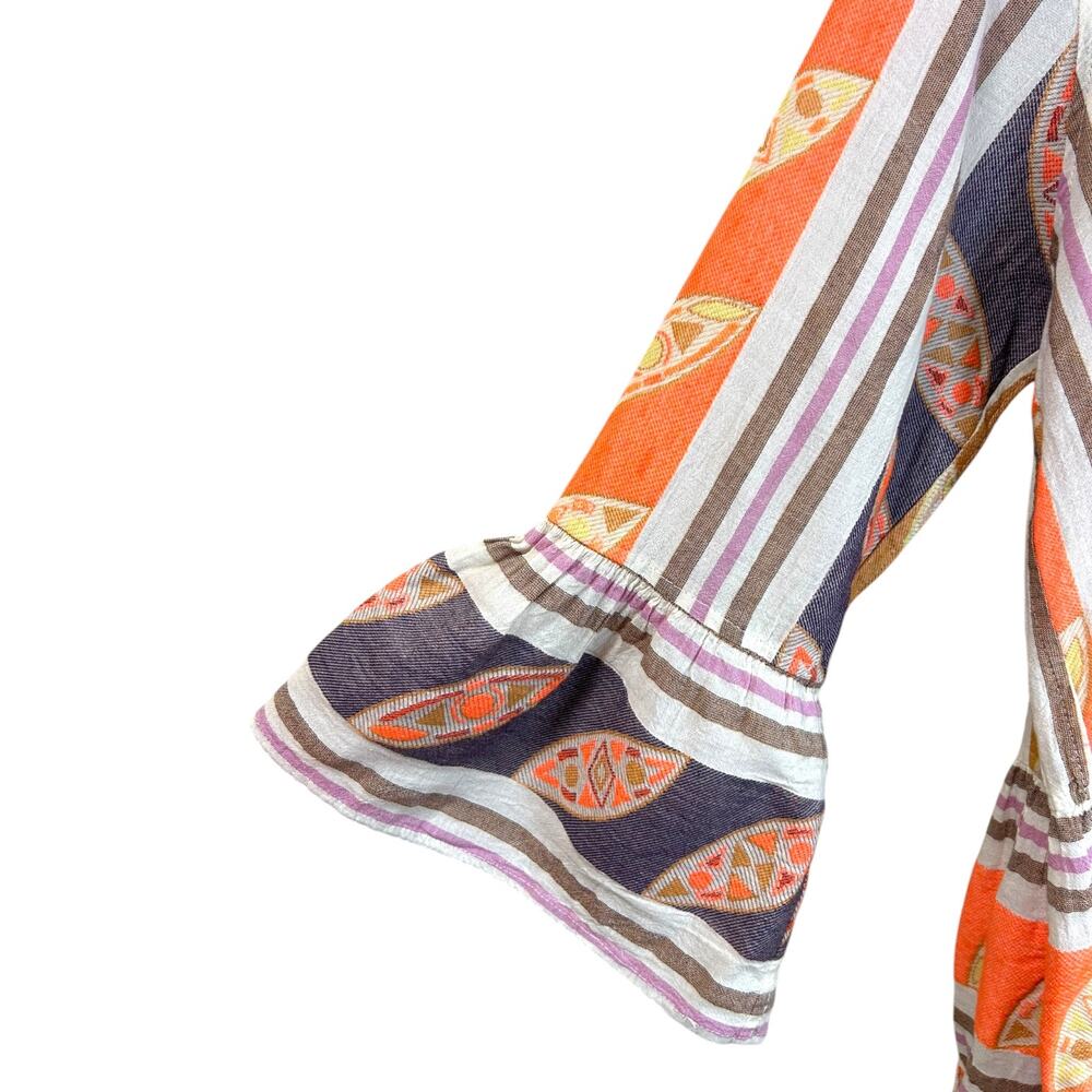 Devotion Twins NWT 'Hermosa' Tunic Mini Dress, Boho, Pattern Orange Lilac, Small - Picture 11 of 12